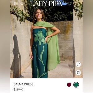 Lady Pipa - Green Salma Dress XS, with Scarf